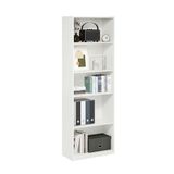 Furinno Gehry Boekenkast met 5 niveaus, boekenplank met verstelbare planken, wit