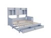 HAUSS SPOLE Slaapbank 90x190 cm - Uitschuifbaar Met Laden, Opbergruimte, Stopcontact en LED - Zonder Matras - Hout en MDF - Grijs