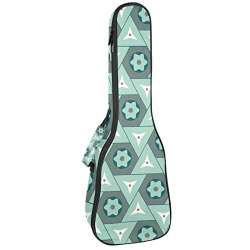 Mersov Tenor Ukulele Gigbag Waterdichte Ukelele Case Gewatteerde Rugzak, Geweldig voor Sopraan Concert (21/23/24") Blauw Geometrisch Bloemen Driehoek Patroon