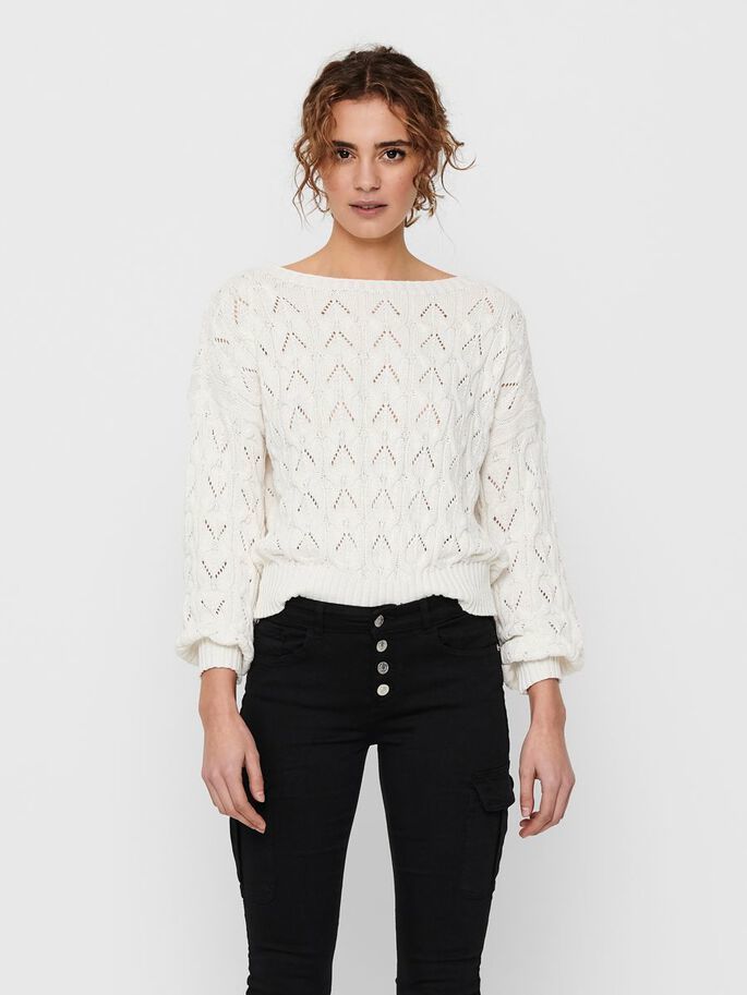 ONLY ONLBRYNN LIFE STRUCTURE L/S PUL KNT NOOS Women's Sweater - White - XS