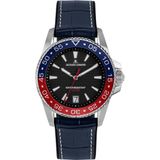 Jacques Lemans 1-2205D Liverpool Diver Heren Polshorloge - Zwart/Blauw