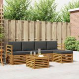 vidaXL Acacia Hout Bank Loungeset Natuurlijk en Antraciet