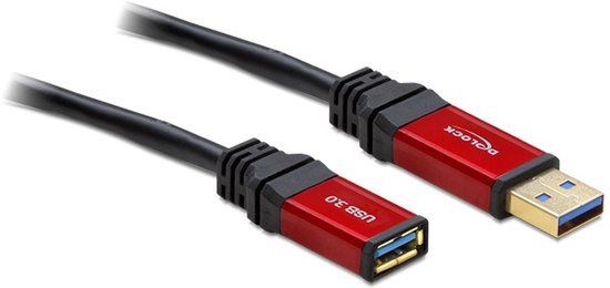 Delock USB 3.0 Verlengkabel - Zwart - 1 meter