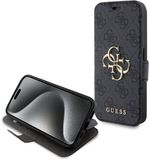 Guess 4G Metal Logo Book Case - Geschikt voor Apple iPhone 15 Pro (6.1") - Grijs
