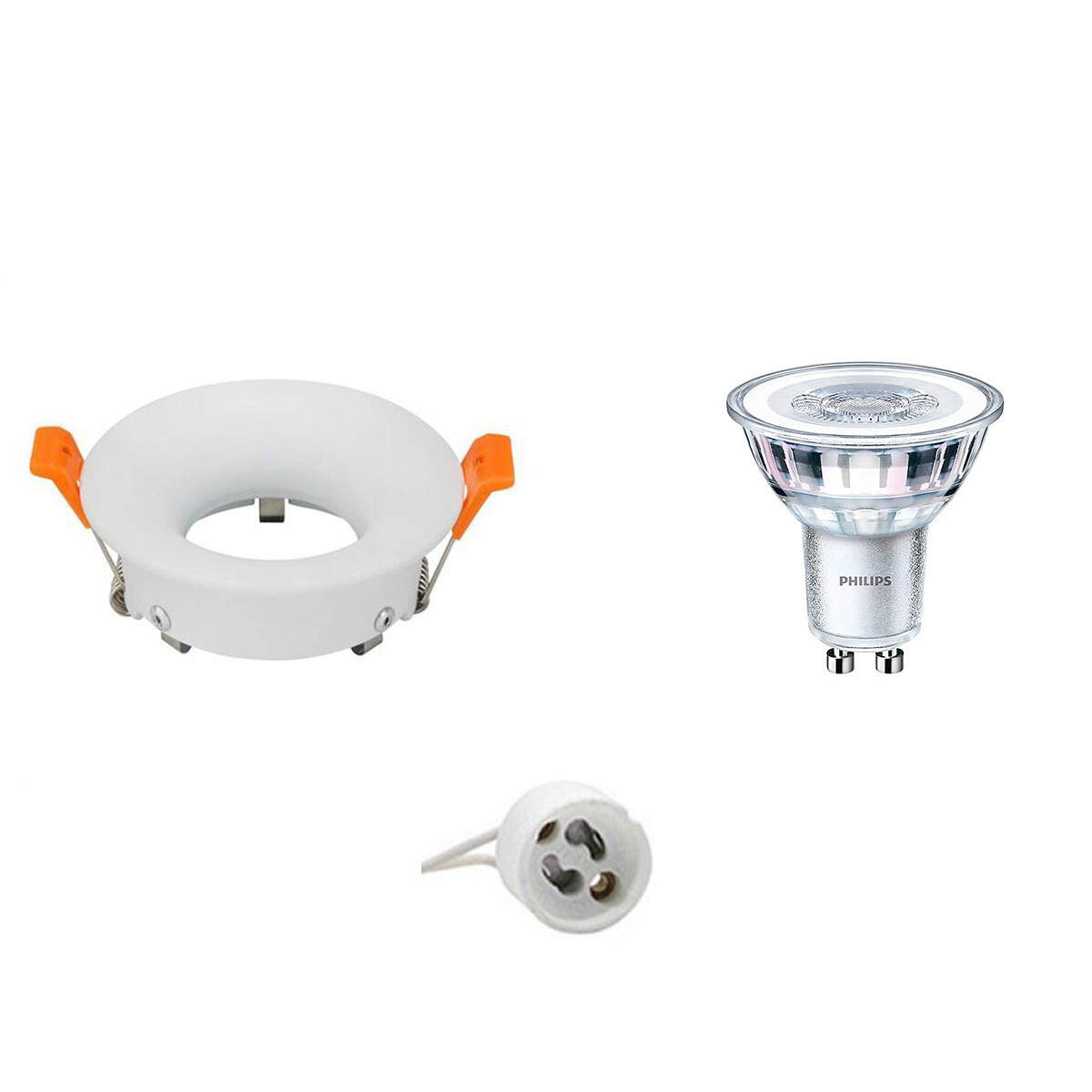 BES LED LED Spot Set - GU10 Fitting - Inbouw Rond - Mat Wit - Ø85mm - Philips - CorePro 827 36D - 4W - Warm Wit 2700K - Dimbaar