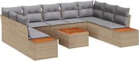 vidaXL Tuinbank - Set - 10 - st - Beige - Poly - rattan