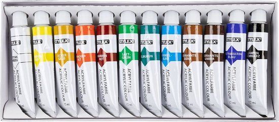 Stylex Acrylverf Mat 12 x 12ml - Multicolor - Plakkaatverf