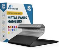 Lifemaster Metalen broekhanger set - 50 stuks elegante antislip kast ruimtebesparende hanger set voor broeken, broeken, dekens en jeans met rubberen coating en strak ontwerp met open einde - zwart