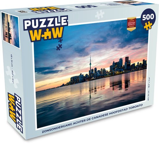 MuchoWow Puzzel Zonsondergang achter de Canadese stad Toronto - Legpuzzel - Puzzel 500 stukjes