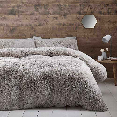 Catherine Lansfield Snoezig eenpersoons dekbedset, zilverkleurig - 5057681056890
