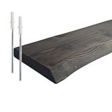 Relaxdays Wandplank zwevend - 60 cm - boomstam - hout - zwart