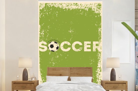 Nr1Wallpaper Fotobehang Vintage Voetbal - Vintage voetbal illustratie met quote Soccer fotobehang vinyl breedte 170 cm x hoogte 260 cm - Foto print op vinyl behang (in 7 formaten beschikbaar) - slaapkamer/woonkamer/kantoor