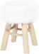 Home Deco Factory Bijzet krukje Pluche - naturel - dennenhout - D28 x H40 cm