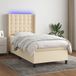 Maison Exclusive - Boxspringbed met matras en LED-verlichting, crème kleur, 100x200 cm, textiel