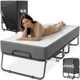 Merkloos Opklapbed logeerbed reisbed - 90 x 200 cm - Matras en beschermhoes - Belastbaar tot 250 kg