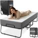 Merkloos Opklapbed logeerbed reisbed - 90 x 200 cm - Matras en beschermhoes - Belastbaar tot 250 kg