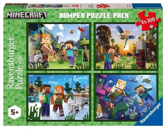 Ravensburger Minecraft Puzzel Set 4x100 Stukjes