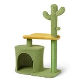 Amazon Basics krabpaal met gebogen zitstok en knus kattenhuisje, interactieve hangbal, hoogte 77,9cm (30,7in), groen