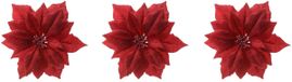 Étoiles de Noël 4x pièces décoration fleurs rouge paillettes clip 24 cm