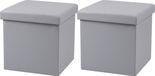 Urban Living Poef Leather BOX - 2x - hocker - opbergbox - lichtgrijs - PU/mdf - 38 x 38 cm