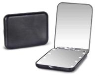 Merkloos / Sans marque HORCONDORM S.R.L. Handspiegel, compacte LED-reismake-upspiegel met 1x/3x vergroting, verlichting, dubbelzijdig, draagbaar, opvouwbaar, handspiegel, klein cadeauspiegeltje met verlichting, zwart.