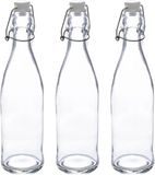 5five Bouteille à levier/bocal de conserve - 3x - verre - transparent - hermétique - 0,5 litre