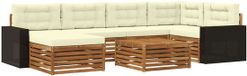 vidaXL Ensemble de salon d'angle 6 places Acacia bois Naturel et crème Incluant table