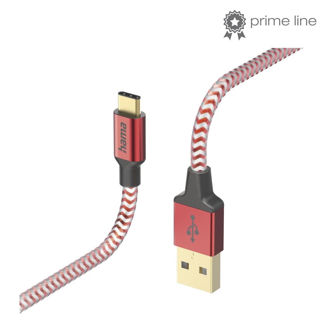 Hama Reflective USB-kabel - USB A naar USB C - 1.5m - Rood