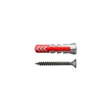 fischer DuoPower 8 x 40 S met zwart verzinkte schroeven in industrieel design, universele pluggen, 2K-pluggen voor beton, massieve steen, gatsteen en gipsplaat, 50 pluggen + 50 schroeven
