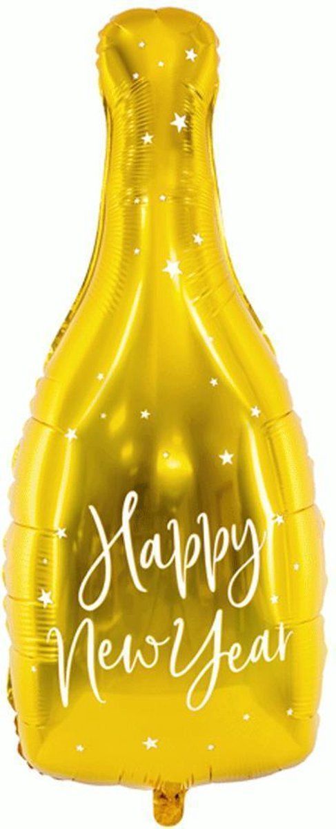 Partydeco Folieballon Champagnefles Goud - 82cm
