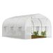 Serre de jardin avec 6 fenêtres et volets roulants, en acier et PE, 3,5 x 3 x 2 m, blanche