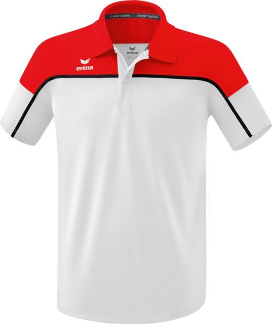 Erima Change Polo Heren - Wit / Rood / Zwart - Maat XXL
