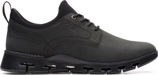 Clarks Nature X Two Heren Lage Sneakers - Zwart Nubuck - Maat 43 - Breed