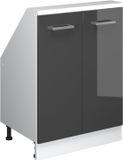 Vicco R-Line Meuble de cuisine pour mur incliné – 60 cm avec 2 portes Anthracite brillant/blanc