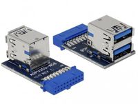 Delock USB 3.0 Pin Header female > 2 x USB 3.0 female – up, stacked