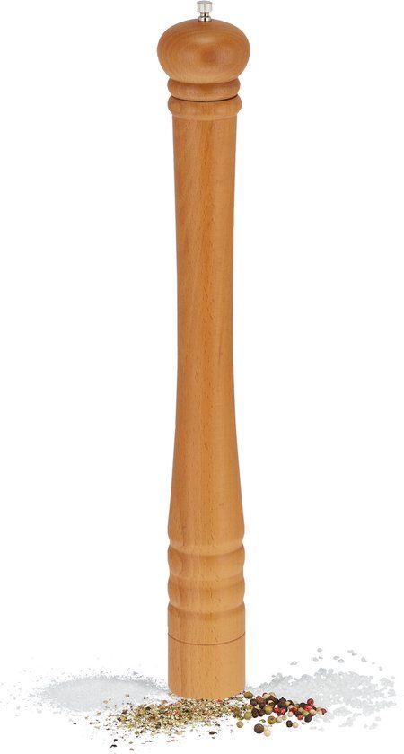 Relaxdays Peper- en Zoutmolen - Hout - XXL - Kruidenmolen - Handmatig - Naturel