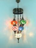 Halay Turkse hanglamp mozaïek glas multicolour - 5 bollen - hoogte 110 cm