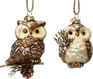 Decoris Uil glas d8.5h10 cm a2 kerst