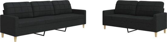 vidaXL 2-delige Loungeset stof zwart