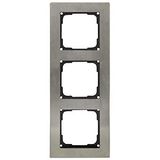OPUS® 55 Fusion roestvrijstalen afdekframe uitvoering 3-voudig, basisframe zwart