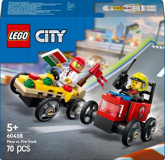 LEGO City Raceautopakket: pizzabestelwagen vs. brandweerauto - 60458
