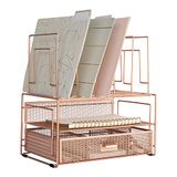 Blu Monaco Werkruimte Rose Gold Bureau Organisatoren en Opslag Accessoires Desktop Rack File Organizer met File Sorteerders en Lade voor Kantoorbenodigdheden, Papier, Apparaat en Map