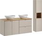 Ensemble de salle de bain 120 cm, 2 lavabos, modèle colonne, chêne, couleur cachemire