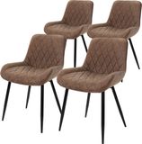 ML-Design Set van 4 eetkamerstoelen met rugleuning en armleuningen, groen kunstleer, metalen onderstel