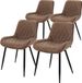 ML-Design Set van 4 eetkamerstoelen met rugleuning en armleuningen, groen kunstleer, metalen onderstel