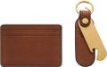 FOSSIL Steven Card Case and Keyfob Bottle Opener Gift Set Medium Brown