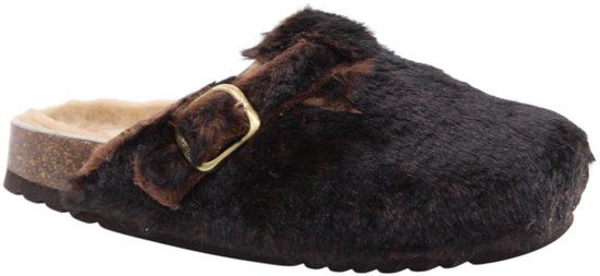 Scholl Fae New F Synthetic Fur Chocolate Schoenen Maat 36