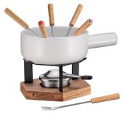 SPRING Kaasfondueset WINTERTHUR wit, keramische pan 20 cm, 6 vorken