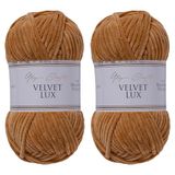 Utopia Crafts Velvet Lux Chenille superzacht, grof garen voor breien en haakgaren, 2 x 100 g (warmbruin)
