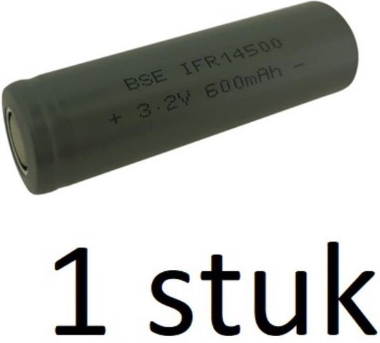 Wholeshare 1 stuk (1 zakjes a 1 stuk) Rechargeable ICR 14500 3.2V LiFePo4 600mah unprotected